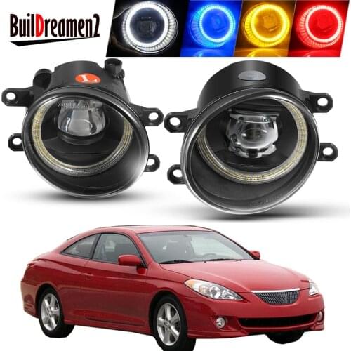 2 X Angel Eye Fog Light Assembly For Toyota Solara 2007 2008 Car Front Bumper LED Lens Fog Daytime Running Lamp DRL 40W H11 12V