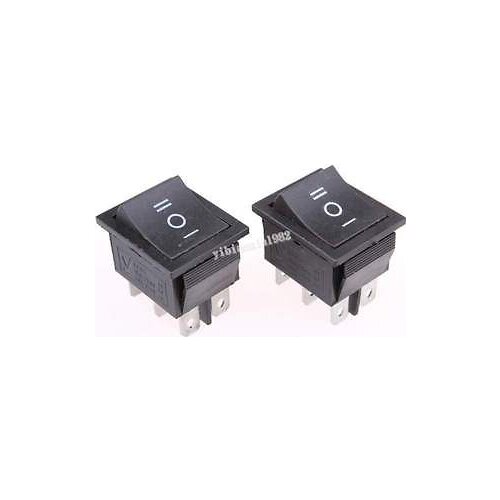 50 Pcs 6 Pin DPDT Black Button On/Off/On Rocker Switch AC 250V/15A 125V/20A