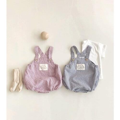 7891 Newborn Baby Clothes Baby Suspender Pant Summer 2021 Plaid Bag Fart Pants Baby Boy Strap Pants Baby Girl Suspender Pants