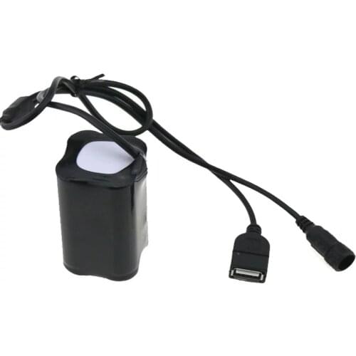 8.4v 18650 Battery Pack 4x 18650 6400mAh Rechargeable Li-ion Battery for T6 L2 LED Bicycle Light Headlight USB+DC Charge Port