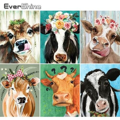 EverShine Diamond Embroidery Full Square Animal Diamond Painting 5D Cattle Mosaic Cross Stitch New Arrival Handmade Gift