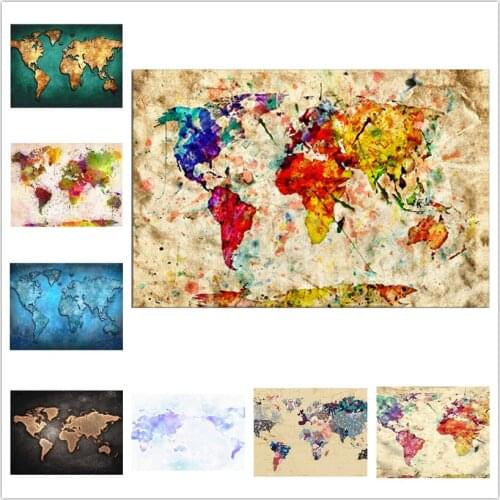 Diamond Painting 5D Full Square/Round Map of World Painting Color Picture Daimond Embroidery Cross Stitch Crystal Mosaic WG1485