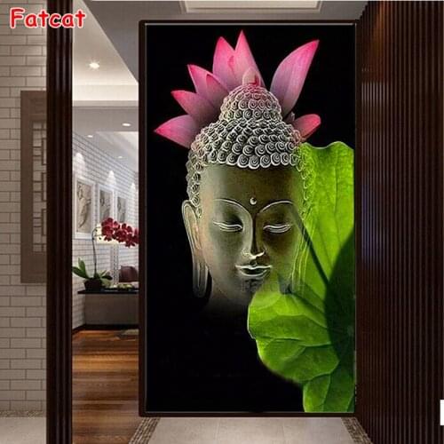 5d Diamond Painting Abstract Lotus buddha head Diamond Embroidery religion Pattern Full Square Handmade Cross Stitch Decor PP347