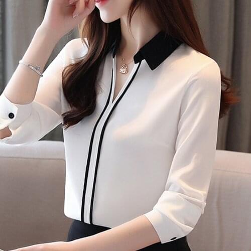 Long Sleeve White Blouse Women Shirts Blusas Mujer De Moda 2021 Blouse Women Turn Down Collar Office Chiffon Blouse Shirt B760