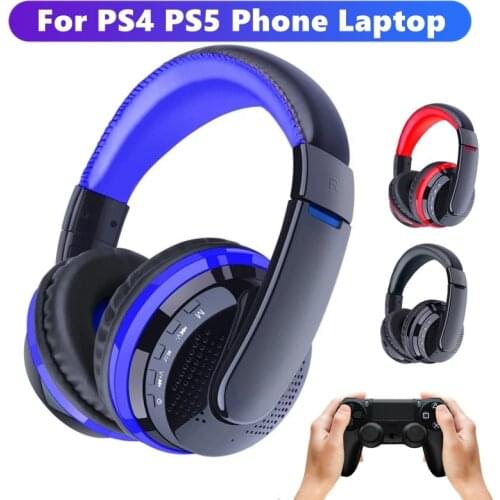 For PS4 PS5 Phone Wireless Gamer Headphone with Mic & Bluetooth Transmitter, Stereo Bass Gaming Headset and PC Audio AUX Adapter