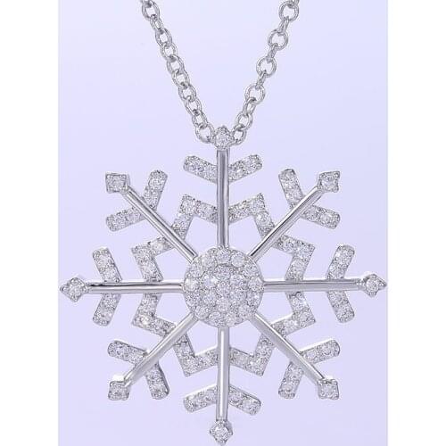 Fashion Silver Plated Snowflake Necklace Pendants Snow Flower Chain Necklace Jewelry for Women Romantic Valentines Day Gifts