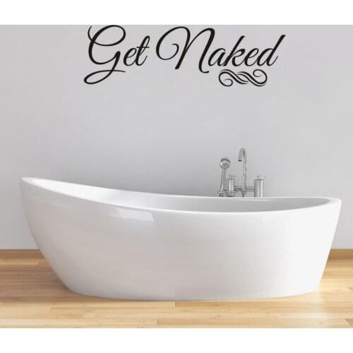 Get Naked Text Black Bathroom Decal Skin Sticker Wall Sticker For Bedroom Living Room Decoration Accessories adesivo de parede