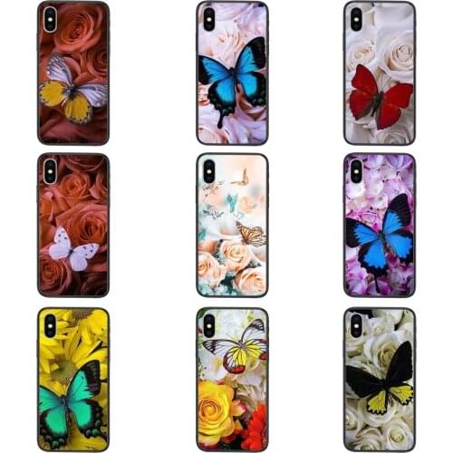For Xiaomi Mi11 M10 Mi10I Mi10S Mi10T Mi9 CC9 Note10 Poco F3 X3 Lite Pro Ultra NFC Butterfly on white roses flower Best Quality