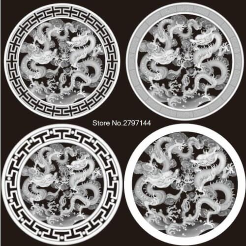 Double dragon Hanging plaque STL format 3d model STL relief for cnc STL format 3d model for cnc stl relief artcam vectric aspire