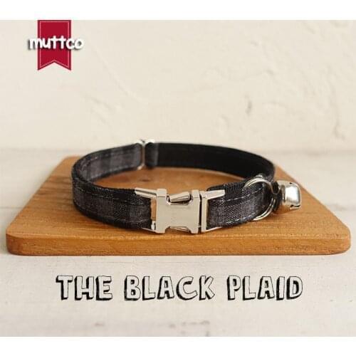 MUTTCO Environment friendly cat collar THE BLACK PLAID flexible pet collar 2 sizes cat collar UCC075