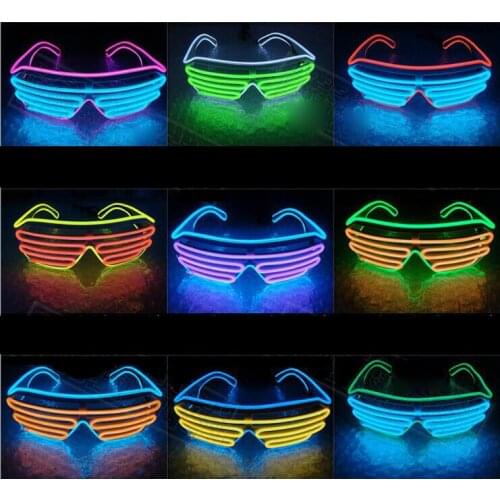 El Wire LED Double color blinds glowing Glasses led DJ flashing glasses Halloween Birthday Party Christmas gifts glasses gift