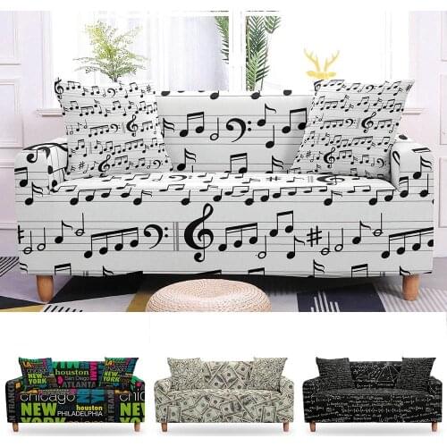 US Dollar/Music Note Pattern Sofa Cover Stretch Elastic Sofa Covers for Living Room Armchair Loveseat Couch Sofa Decoration