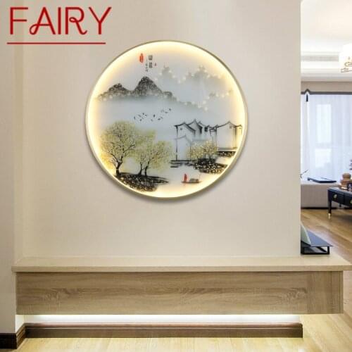 FAIRY Wall Lamps Modern Landscape Painting LED Sconces Round Light Creative For Home Bedside