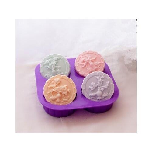 Handmade soap silica gel mould candle soap mould silicone mold for DIY vase flower 4 holes