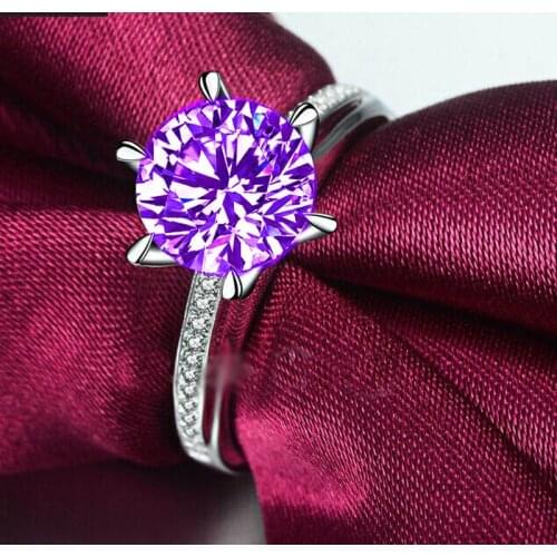 Hot Summer YaYI Jewelry Princess Cut 6*6mm purple AAA+ Zircon Silver Color Engagement Wedding Party Gift Rings