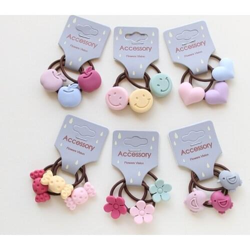 3 PCS New Apple Smiley Face Princess Headwear Kids Elastic Hair Bands Baby Headdress Children Hair Ropes Girls Hair Accessories