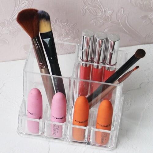 Fashion Clear Makeup Cosmetic Desktop Storage Organizer Lipstick Brush Display Holder Stand Makeup Organizer High Quality Hot