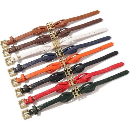 Man woman cuff bracelet 2020 popular luxury jewelry Bowknot PU female bracelet high quality couple upper
