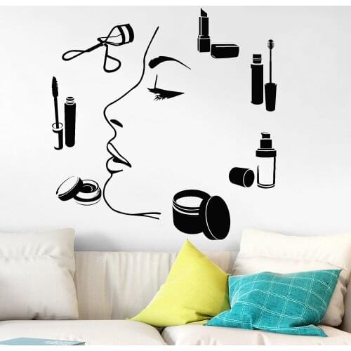 Wall Decals Makeup Artist Beauty Salon Studio Mannequin Stickers Vinyl Beauty Salon Window Reference Decoration Mural DW21050