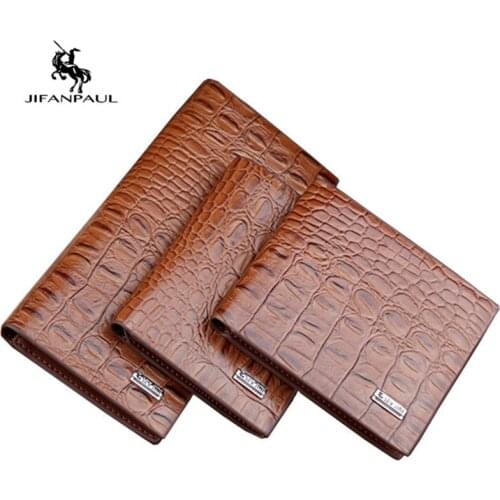 JIFANPAUL 2020 new mens long wallet crocodile pattern short casual wallet fashion European and American style wallet