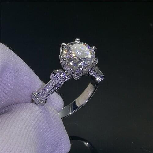 White Gold 18K Au750 1ct 6.5mm Round Cut Moissanite Ring Lab Diamond Engagement Ring Wedding Ring Jewelry For Women