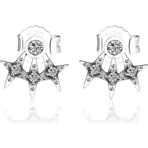 100% 925 Sterling-Silver-Jewelry Twinkle Star Stud Earring Free Shipping
