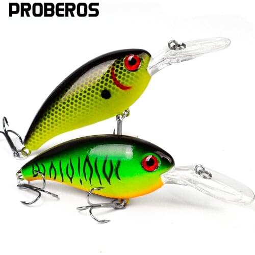 PROBEROS 1PC Fishing Lure Big Crankbait Minnow Bass 14g/0.49oz 3D Eyes Wobblers Artificial Hard Bait Pike Carp Lures Tackle