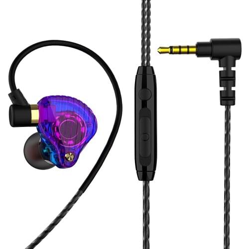QKZ SK3 3.5mm Wired Dual Driver Earphones Stereo Bass Sport Running Headset HIFI Monitor Earbuds Handsfree With Microphone