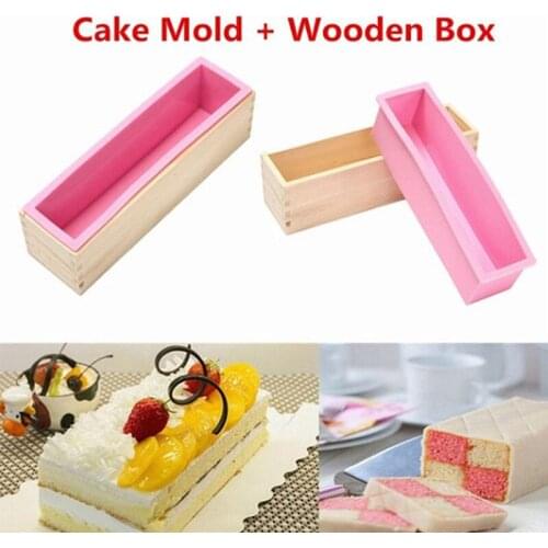 1200ml Rectangle Silicone Soap Making Mold Wooden Box Handmade Craft Soap Mould Toast Cake Loaf Mold Baking Kitchen Tools