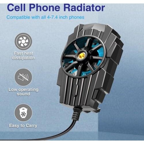 Mini Game Radiator Mobile Phone Cooling Fan Cell Phone Cooler Fan Radiator With Cable Fits 4 To 7.4inch Phone Game Accessories