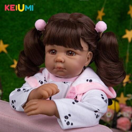 KEIUMI Lifelike 20 inch Black Reborn Baby Doll 50cm Realistic Cloth Body Panda Toddler Doll For Children Birthday Christmas Gift