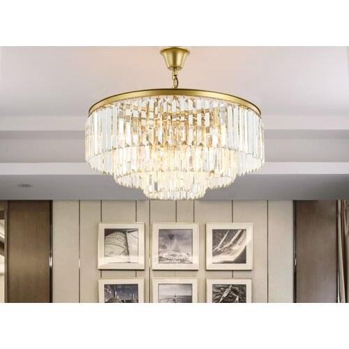 Modern K9 Crystal Round Shape Chandelier Elegant Hanging Pendant Lamptassel round Light Fixture Living Room kitchen Island