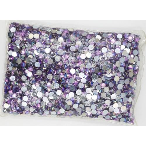 Light Amethyst AB Color 1.5~10mm Flat Back Round Acrylic Rhinestones Beads / Stones ,3D Acrylic Nail Art / Garment Decoration