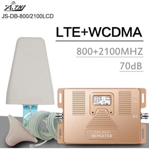 Intelligent Booster Smart LCD Display 4G LTE 800 mhz 3G WCDMA 2100 MHz Cellular Signal Repeater B1B20 UMTS 3G 4G Amplifier 70dB