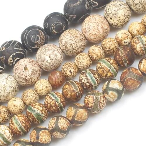 Vintage Tibet Dzi Agate Round Beads 8-12mm ,For Jewelry making, can mixed wholesale