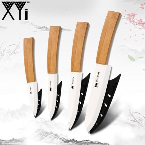 XYj Ceramic Zirconium Oxide Knives Meat Cleaver Bamboo Paring Utility Slicing Chef Kitchen Knife Sets Zirconia Cooking Tools