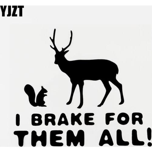 YJZT 15CM×13CM I Brake For Them All Vinyl Fashion Car Sticker Decal Black/Silver 8C-0389