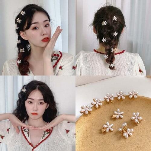 5Pcs/Set Mini Pearl Hair Claws for Women Korean Small Flower Clips Fashion Hair Accessories Girls Hairpins Wedding Headwear 2021