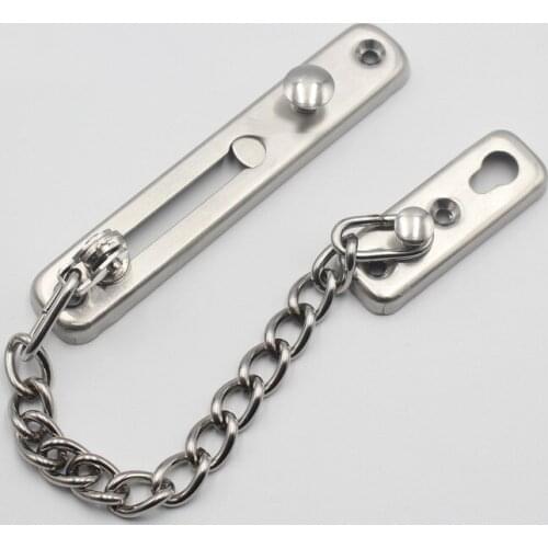 Door Chain Lock Stainless Steel Security Chain Guard With Spring Anti Theft Press Lock Heavy Duty Polished Door Latch With Screw