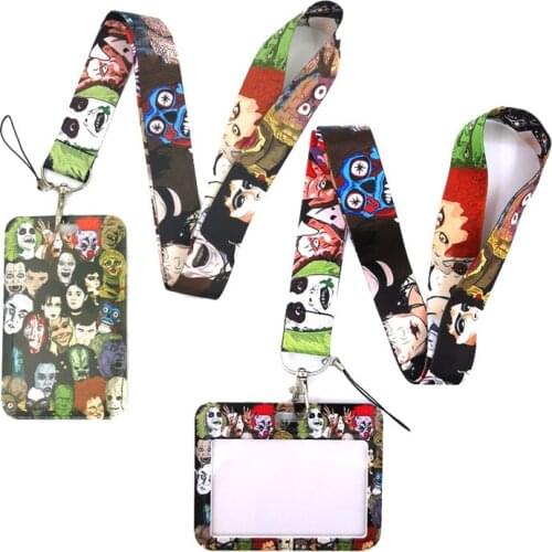 Michale Myers Horror Characters Lanyard Credit Card ID Holder Bag Student Women Travel Card Cover Badge Car Keychain Decorations