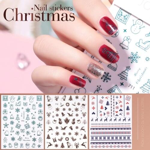 1Pc 3D Nail Sticker Christmas Holographics Snowflake Christmas Tree For Nail Art Stickers DIY Nail Art Decoration Decals