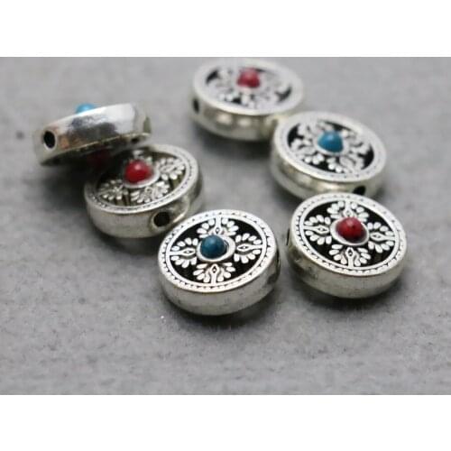 10PCS Wholesale Round Alloy Findings components Fashion Jewelry Design Making Fittings For Accessory DIY Ornaments Silver-plate