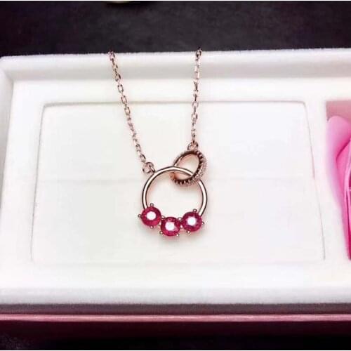 100% Natural And Real Ruby Pendant Natural Ruby necklace For Women S925 sterling silver Pendant
