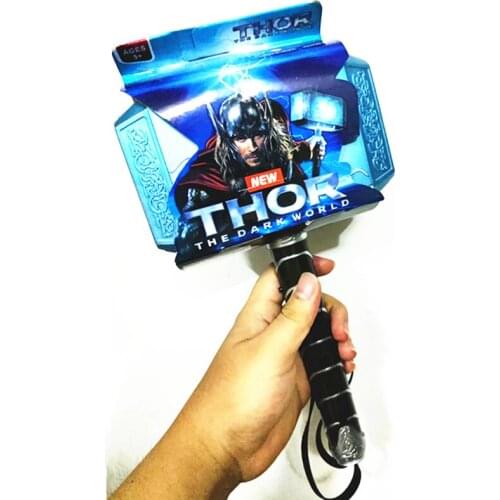18CM Marvel Avengers Super Hero Thor Mjolnir hammer arms cosplay Pvc Toy Voice Lighting Kids Toys Gift for Children