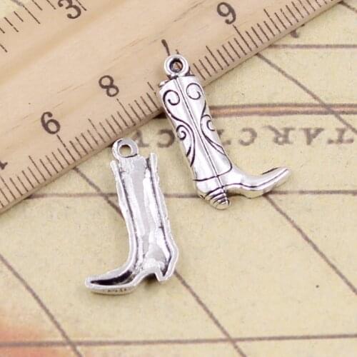 20pcs Charms Western Cowboy Boots 23x13mm Tibetan Silver Color Pendants Antique Jewelry Making DIY Handmade Craft Pendant