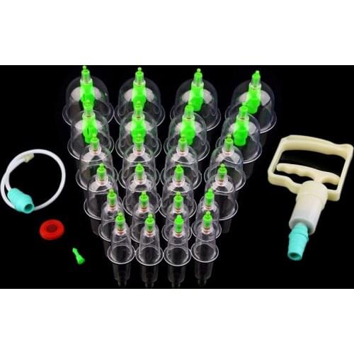 24 Cupping Set Chinese Medical Jar Biomagnetic Massage Body Relax Therapy Cupping Body Massager Cups Pull Out Vacuum Apparatus