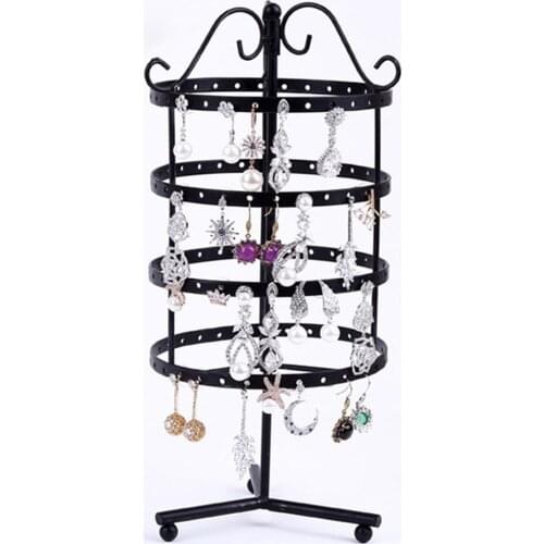 3/4 Layer Durable Iron Rotating Round Earrings Jewelry Display Rack Stand Display Holder Exquisite Home Decoration Save Space