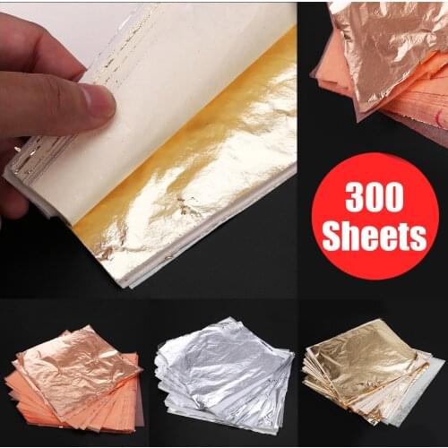 300 Sheet Imitation Gold Sliver Copper Foil Papers Leaf Gilding Art Craft Imitation for Foil Paper Scrapbooking Supplies 14X14cm