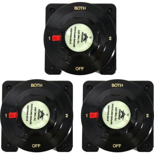 3x Boat 4-position Battery Switch Disconnector Selector Switch, Black