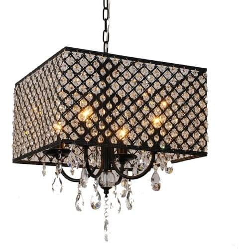 4-Light Square Round Crystal Pendant light lamps bedroom Ac90-260v Metal Hanginglamp Lighting Fixture living room new